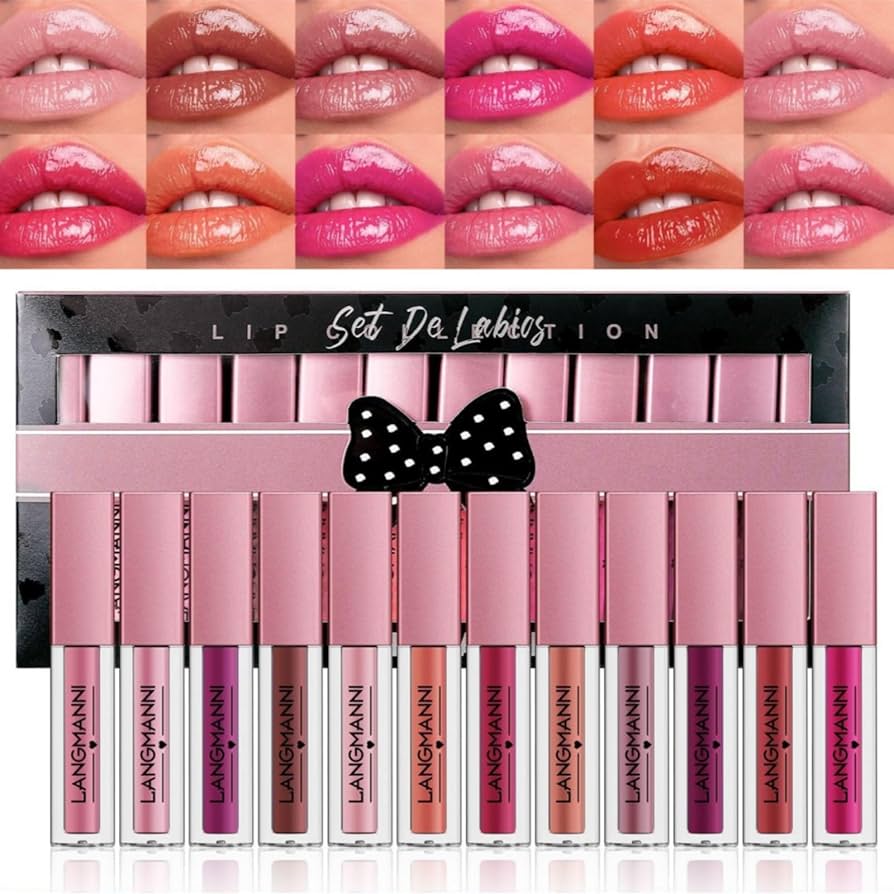 Amazon | 12pcsリップグロスセット、水分補給長続き防水非粘着カップ