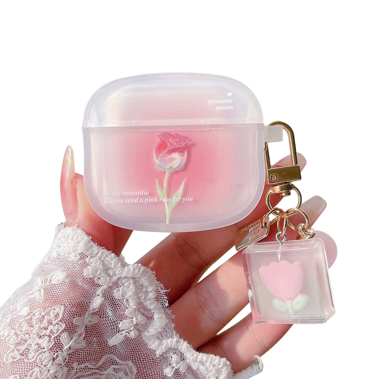 PHOEACC Cute Airpod Gen 3 Case (NOT Fit Airpod Pro) Romantic Rose