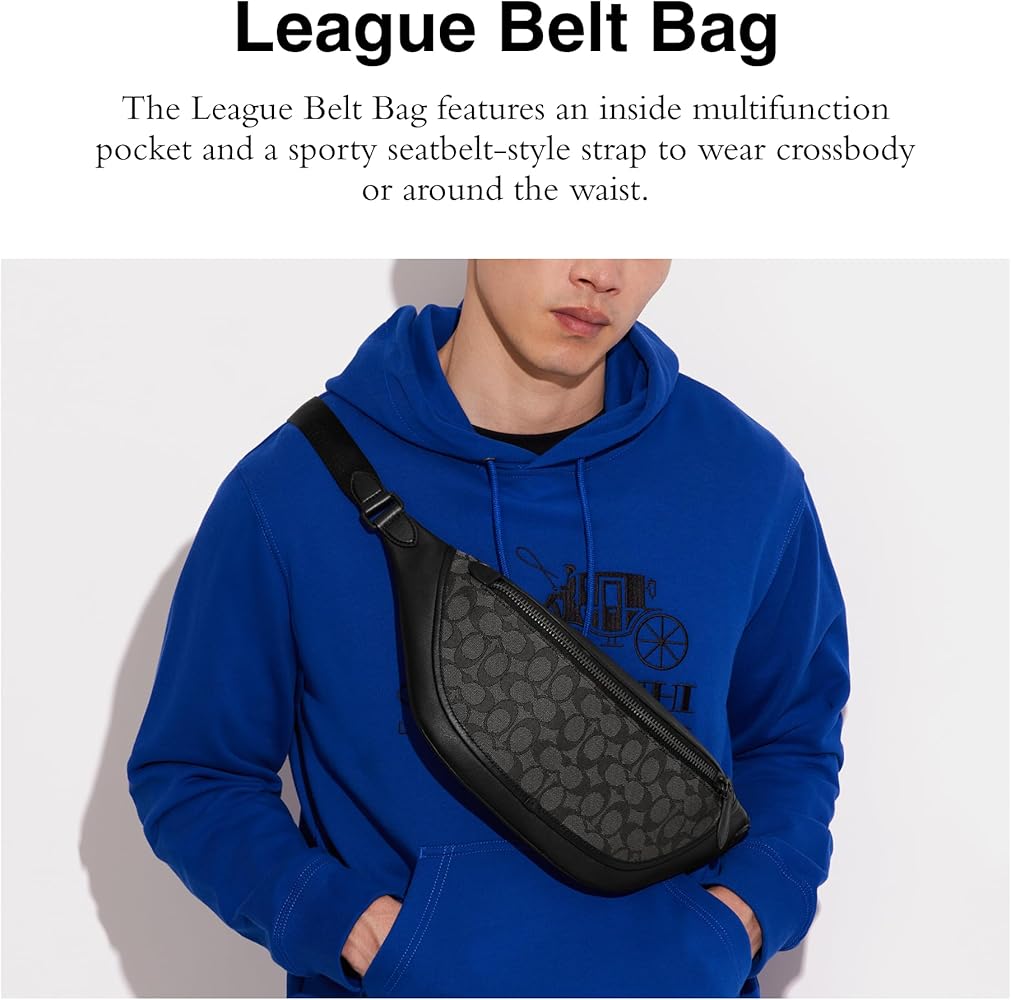 Amazon | COACH Leagueベルトバッグ シグネチャージャガードチャコール
