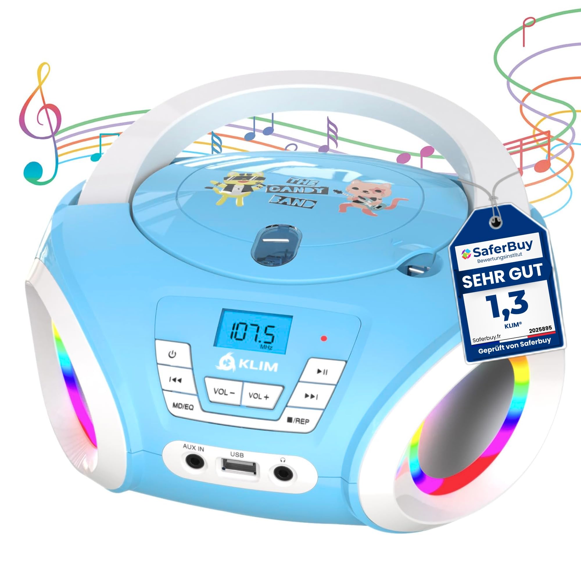 Amazon.com: KLIM Candy Kids CD Player for Children - FM Radio