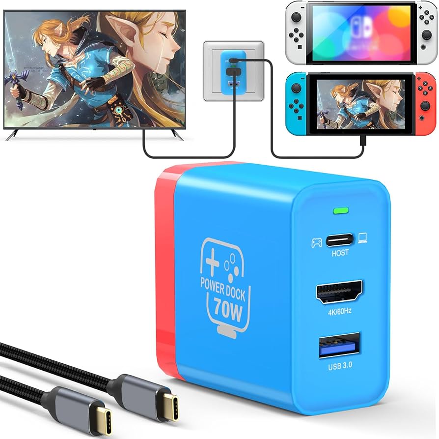 Amazon.com: 70W USB C Charger Dock for Nintendo Switch/OLED