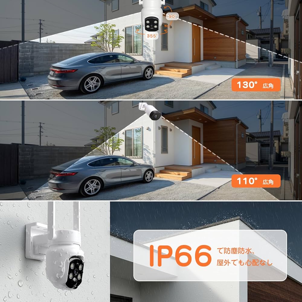 Amazon.co.jp: YESKAMOO 防犯カメラ ワイヤレス 屋外 500万画素