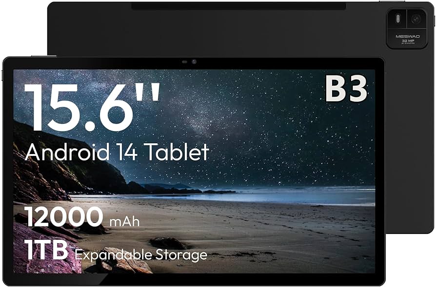 Amazon.com : MESWAO 15.6 Inch Android 14 Tablet, 2025 Large Tablet