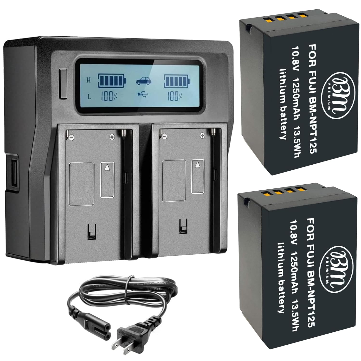 Amazon.com : BM Premium 2 Pack of NP-T125 Batteries and Dual Bay