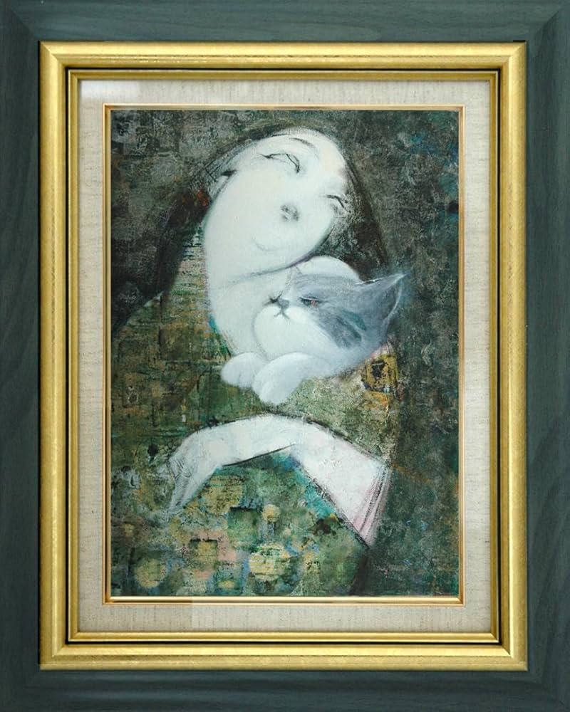 油絵 菅家令子 絵 絵画 インテリア 額付(銀) F3-041014 人物 女性 油絵