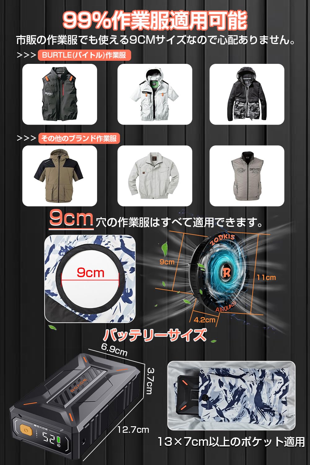 Amazon.co.jp: 空調作業服 52V空調ファンバッテリーセット 40500mAh大