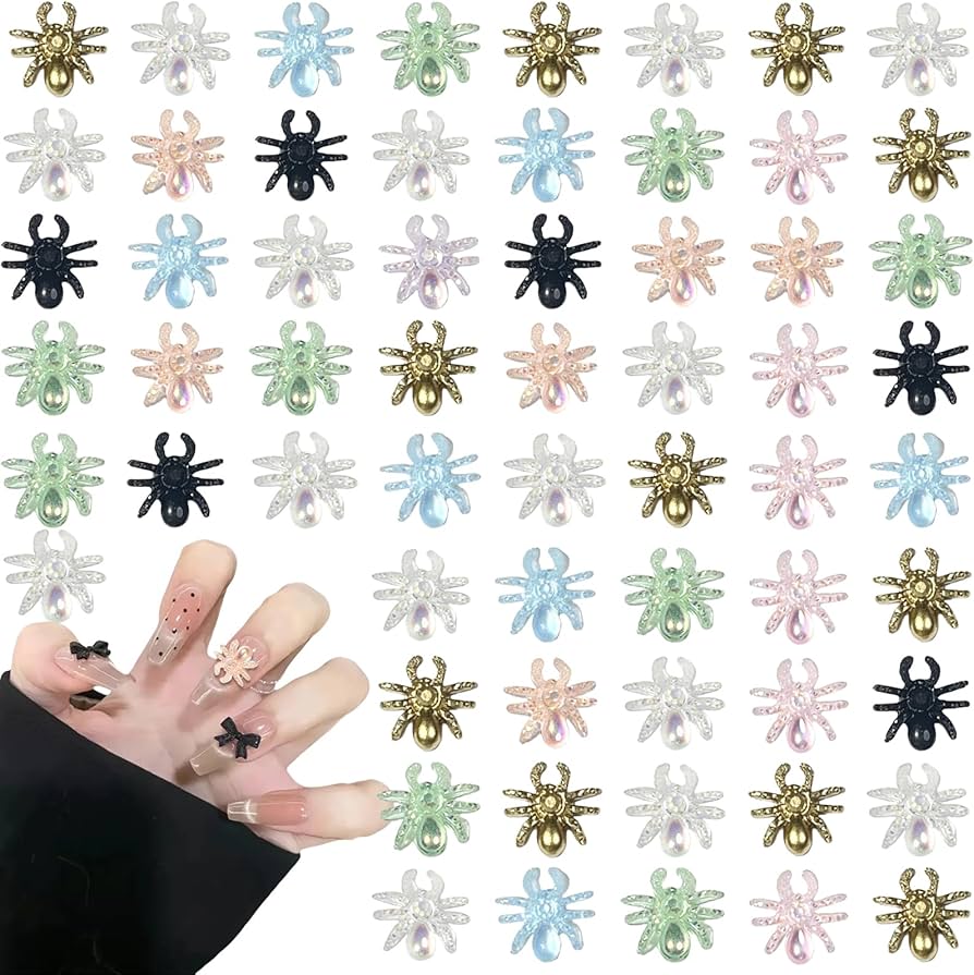 Amazon | ネイルパーツ ハロウィン 100個セット 3D 立体 クモ