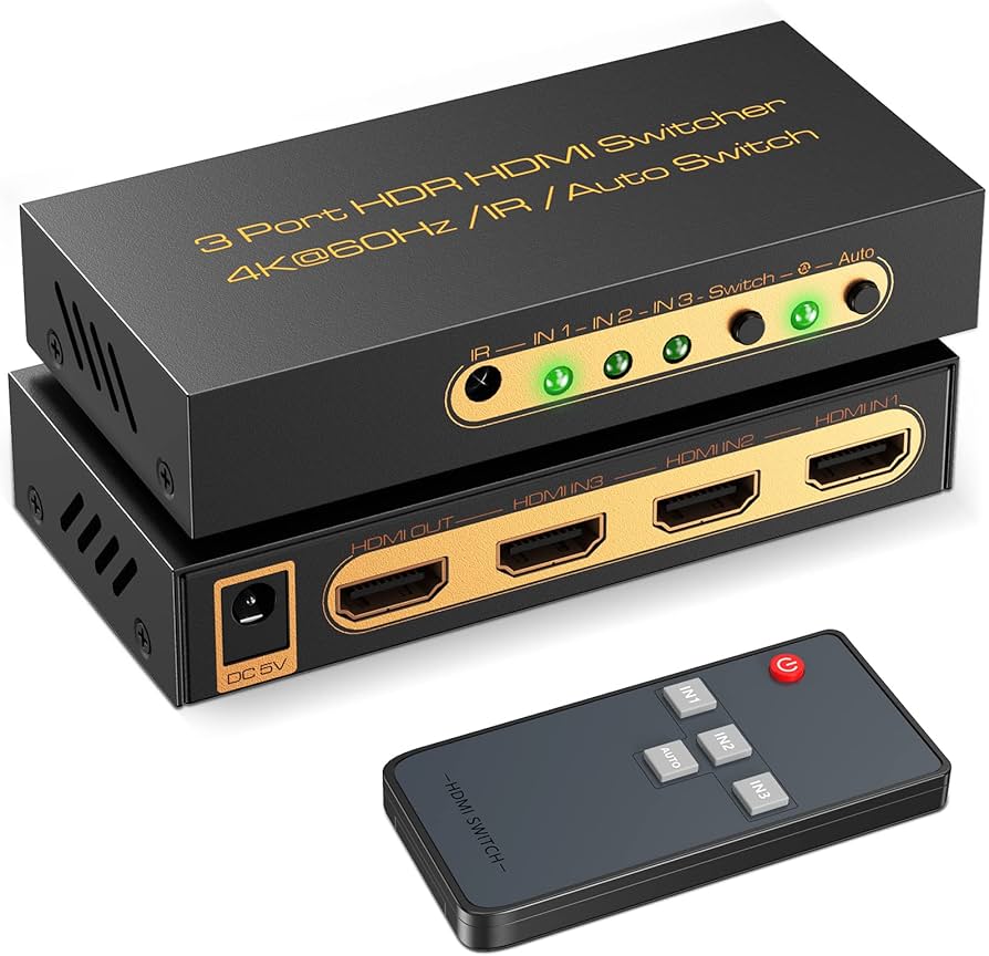 Amazon | HDMI2.0切替器3入力1出力自動＆手動切替 4K60Hz3D HDCP2.2HDR