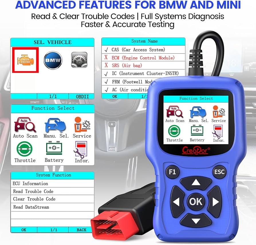 CREATOR C420 OBDII Code Reader for BMW and OBD2 Vehicles - Full