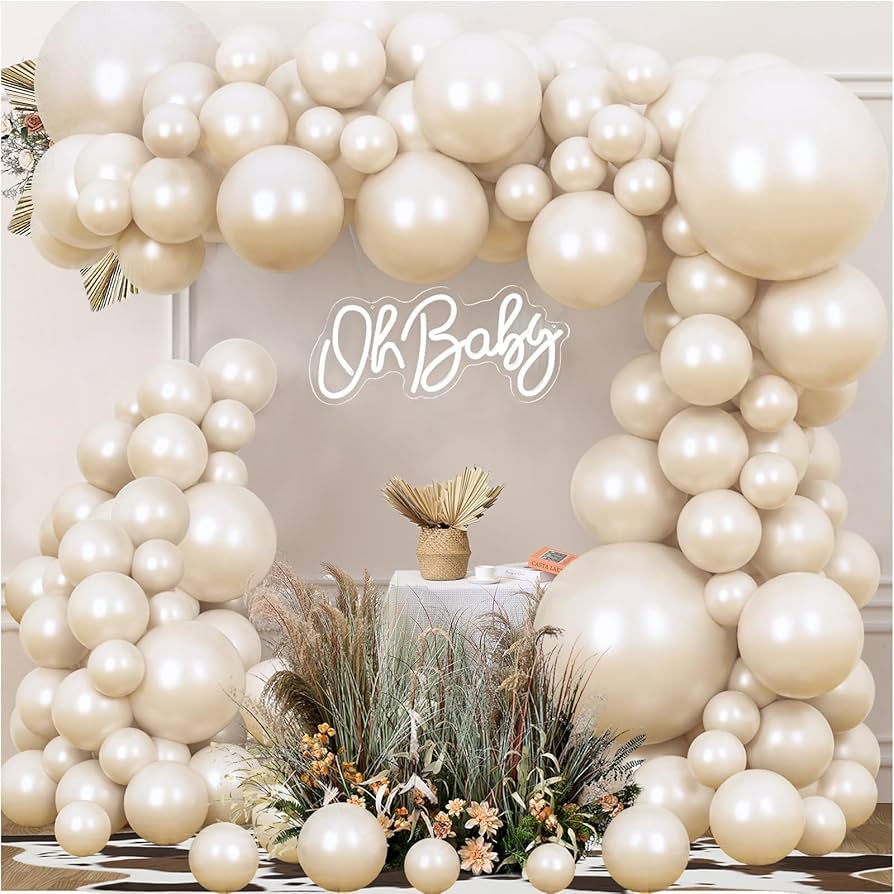 Amazon.com: Pearl White Balloon Garland Double Stuffed Pearl White