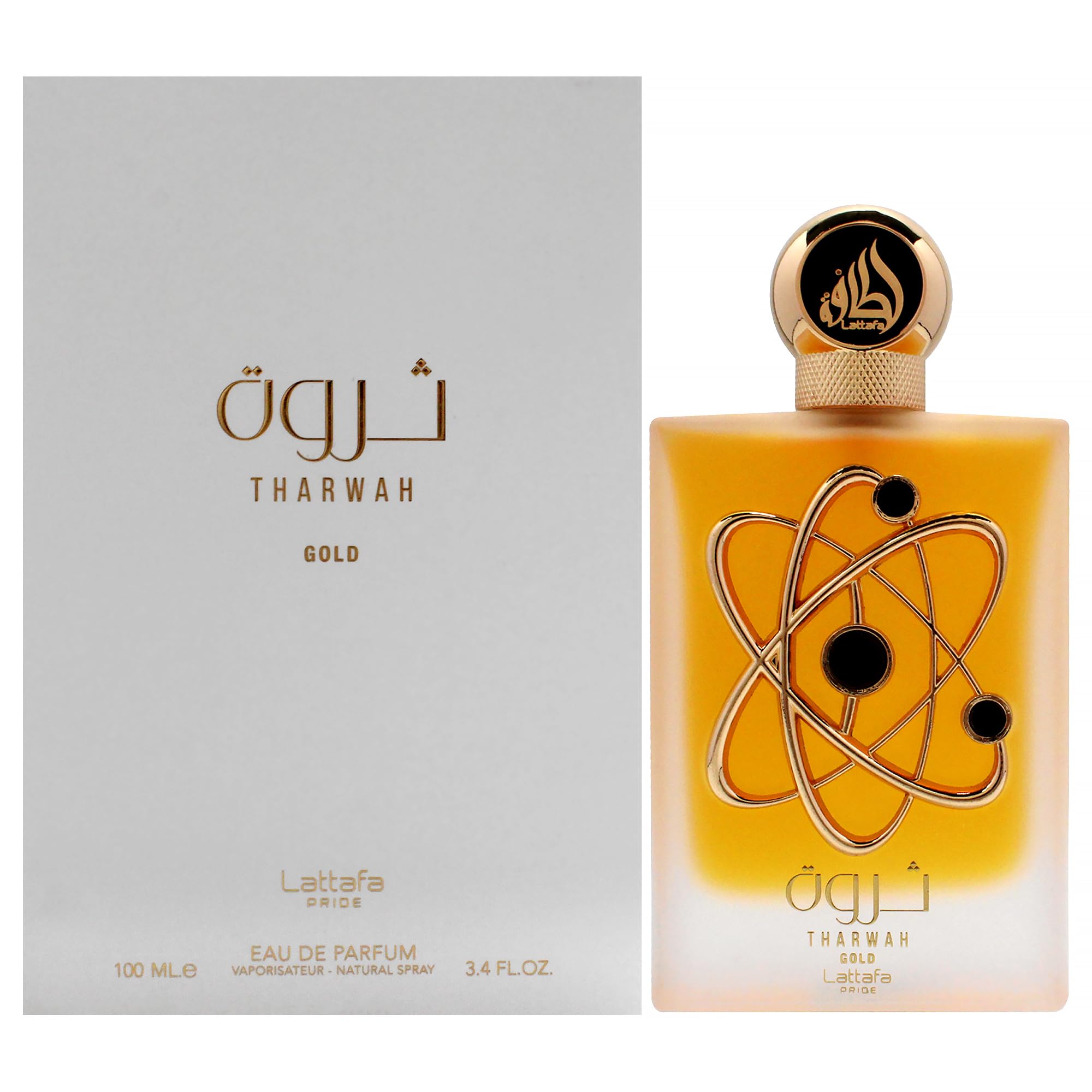 Lattafa Tharwah Gold for Unisex Eau de Parfum Spray, 3.4 Ounce