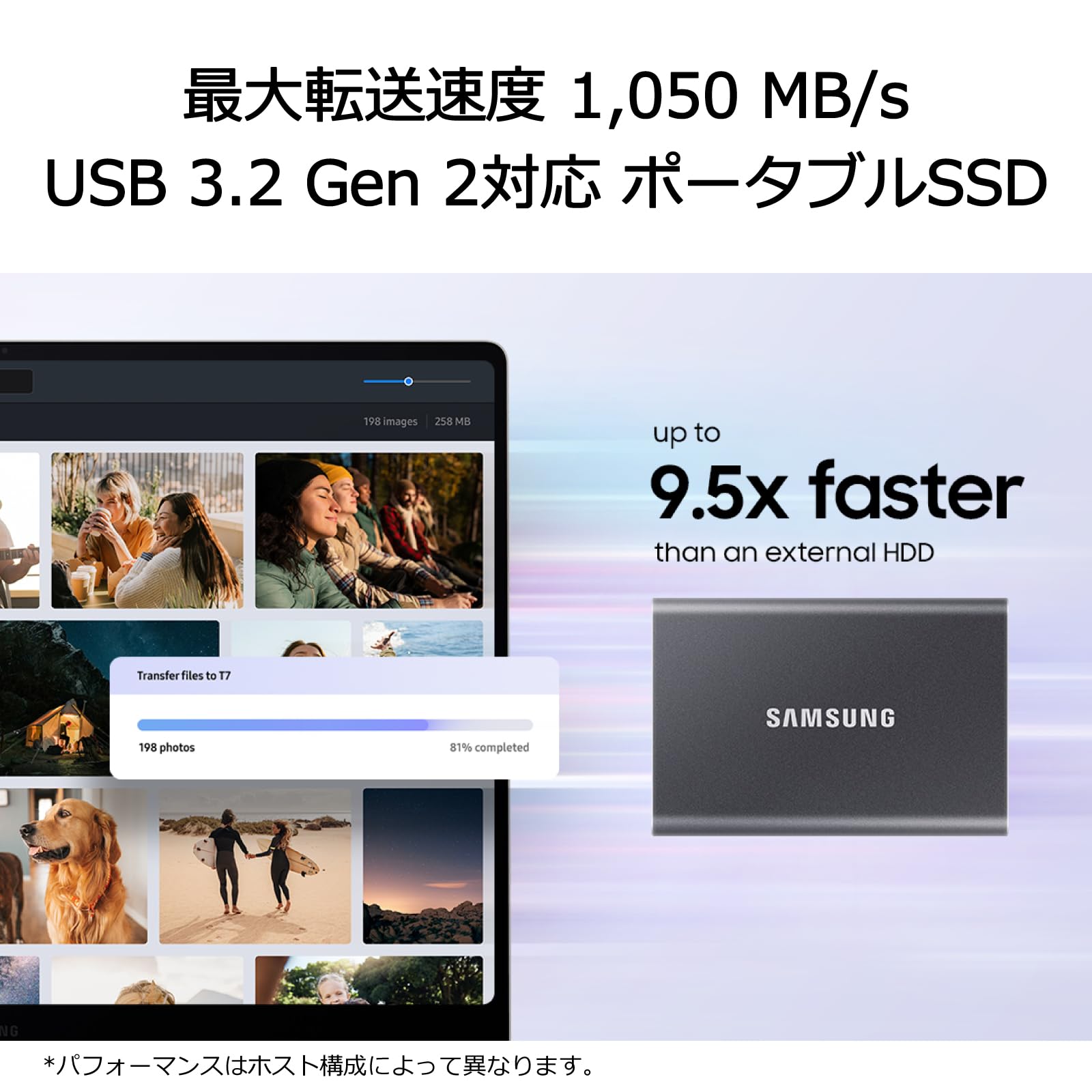 Amazon | Samsung T7 4TB 外付けSSD 最大転送速度1,050MB/秒 USB3.2