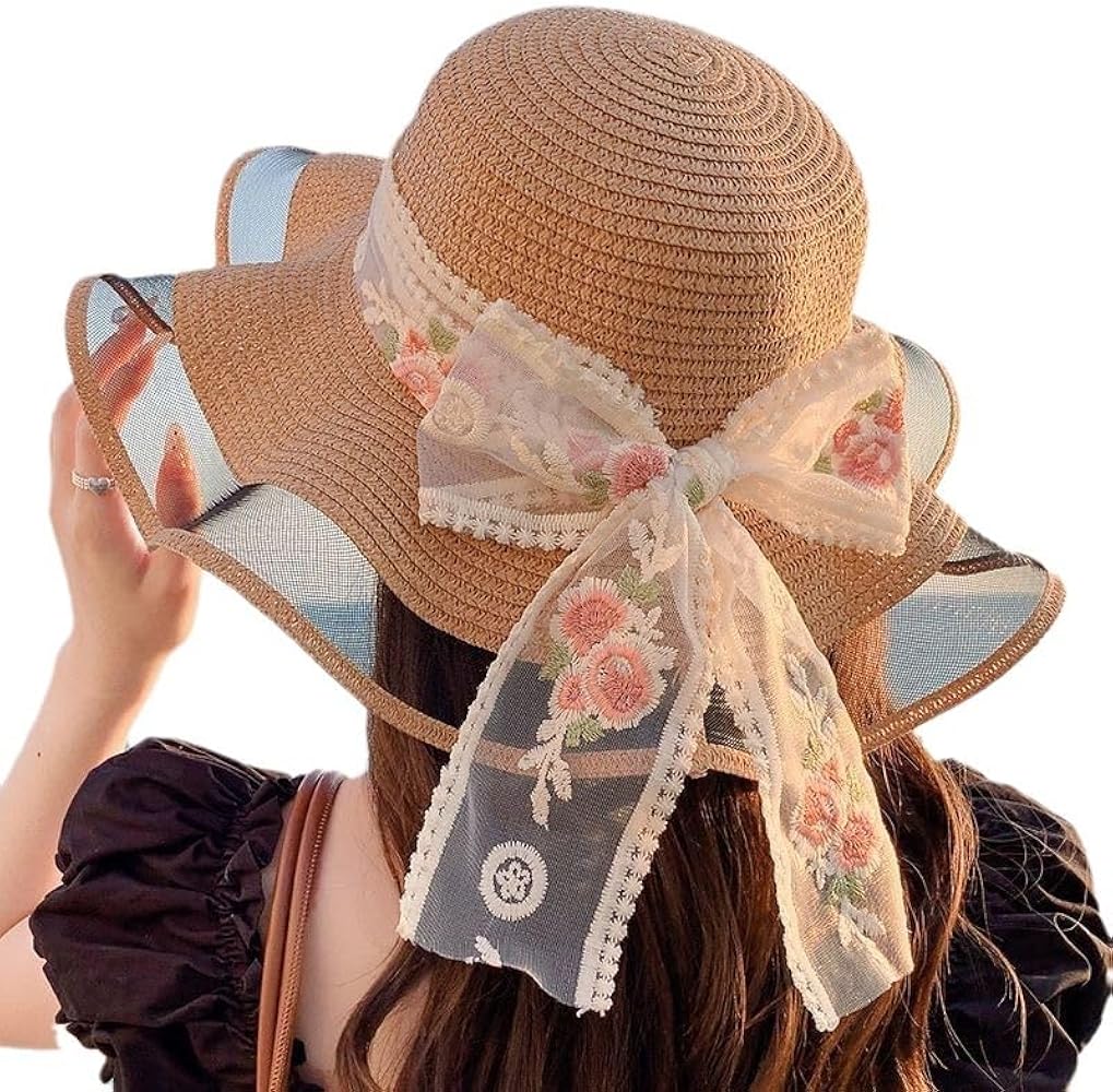 Amazon | [Lhyxuuk] 麦わら帽子 つば広 レディース 麦わら ハット