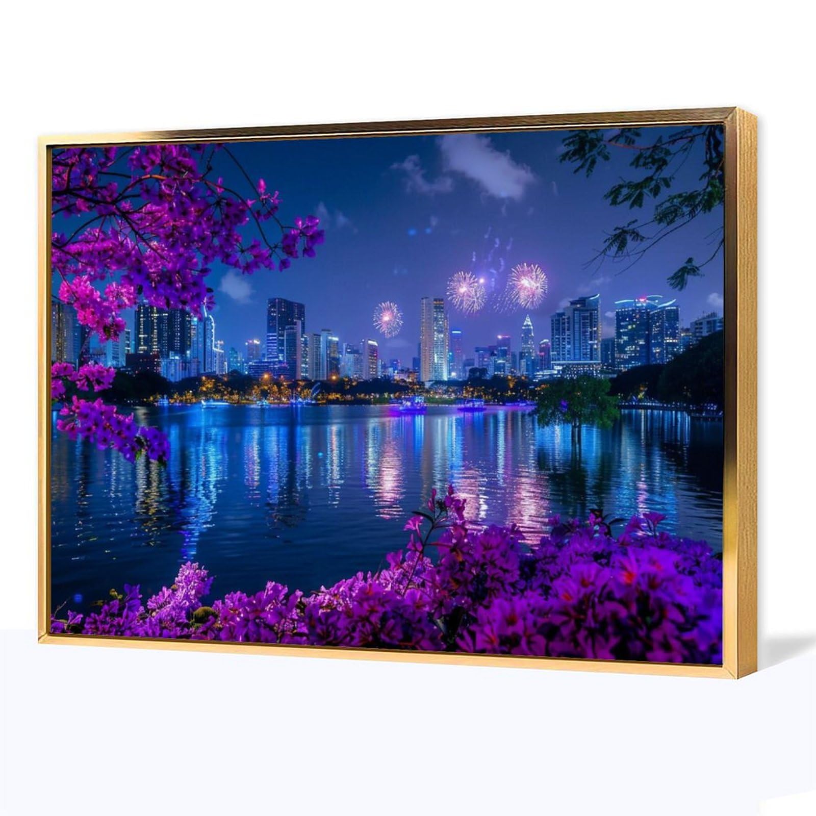 Amazon.co.jp: 絵画 華やかな都会の夜景 アートパネル ポスター 魅力的