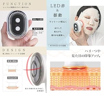 Amazon.co.jp: 美顔器 洗顔ブラシ ボディケア EMS RF 赤LED 高速