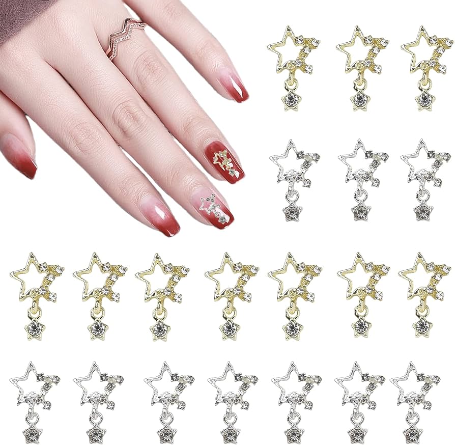 Amazon | ネイルパーツ メタルパーツ 20個セット 五芒星型 立体 3D
