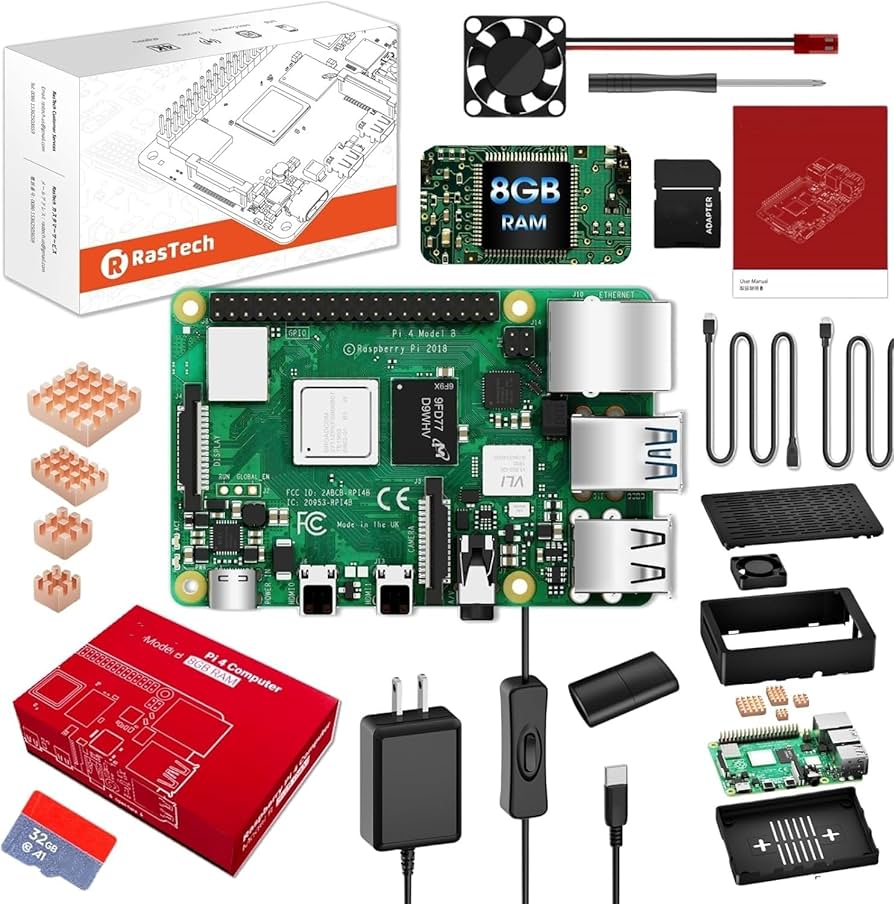 Amazon.com: RasTech Raspberry Pi 4 8GB Starter Kit with Pi4 8GB