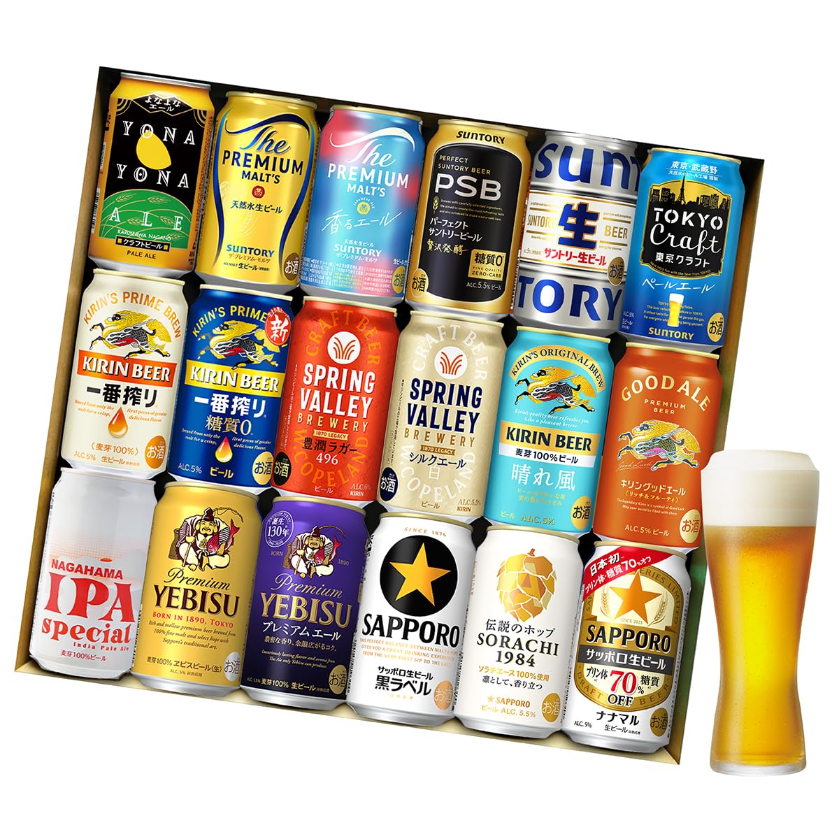 Amazon.co.jp: 五大 国産プレミアムビール 飲み比べ ギフト 350ml 18本