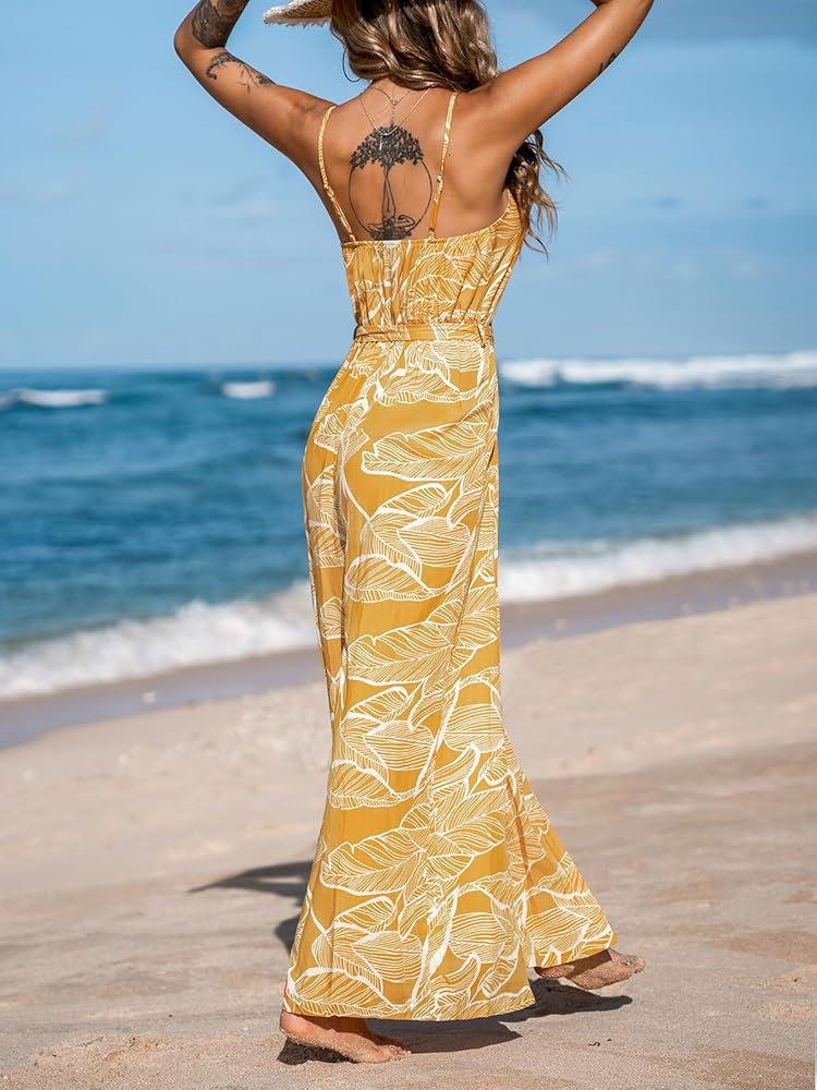 Amazon.com: CUPSHE Women's Jumpsuits Floral Tropical Wide Leg