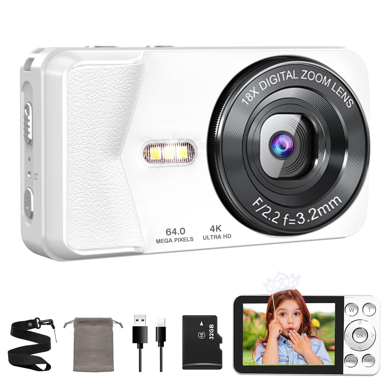 Amazon | QZTCAMERA デジカメ 4K デジタルカメラ 6400万画素 Type-C