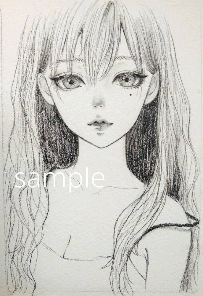 Amazon.co.jp: 絵画 鉛筆画 肉筆原画 手描きイラスト ドローイング