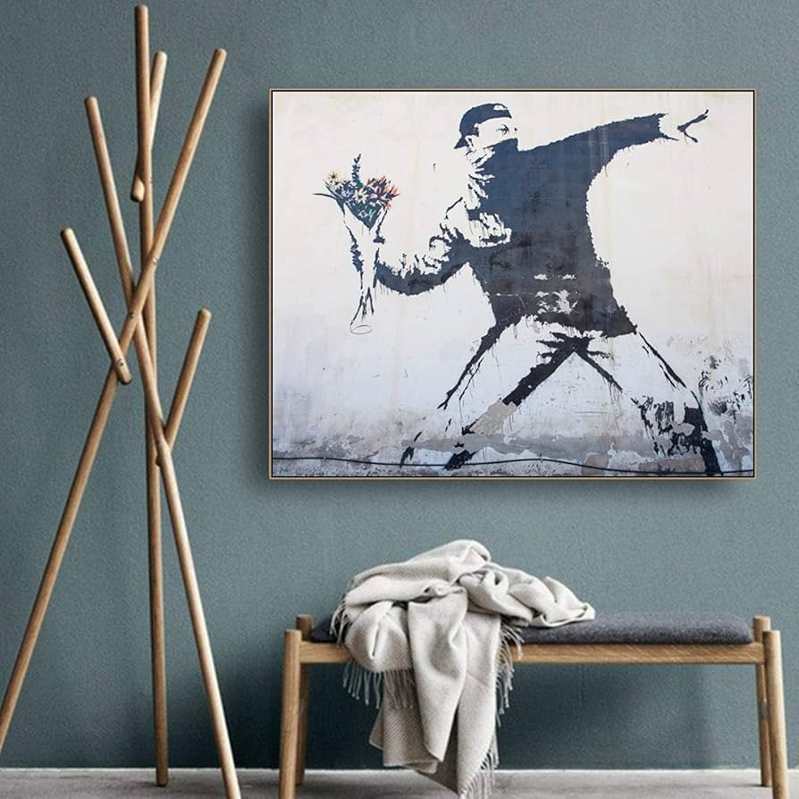 Amazon｜「愛は空中にある」バンクシーキャンバスアートポスター絵画