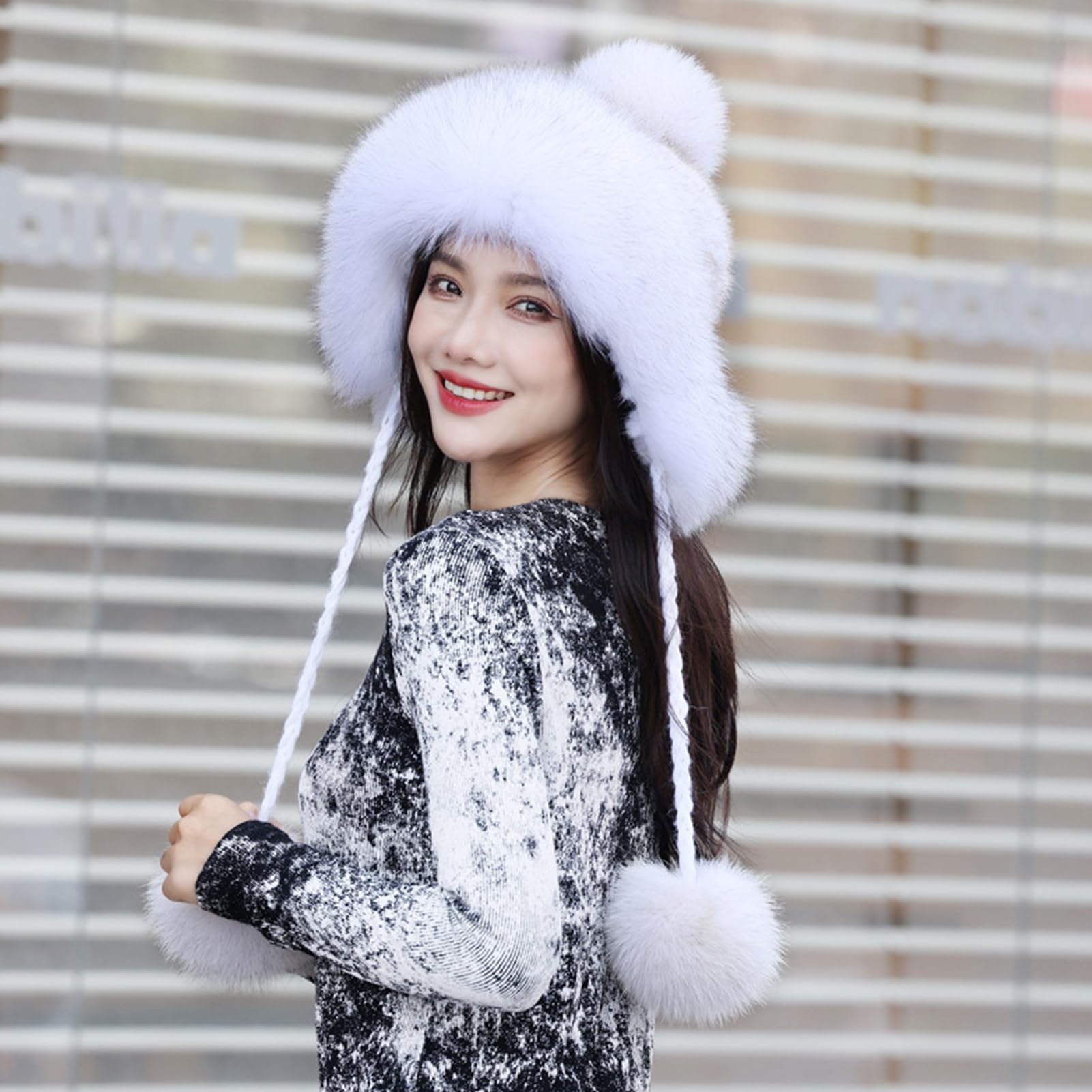 Amazon.co.jp: ミンクファー帽子 ク帽子 編み込み帽子 編み込みハット