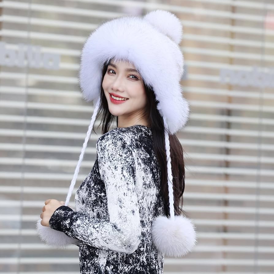 Amazon.co.jp: ミンクファー帽子 ク帽子 編み込み帽子 編み込みハット