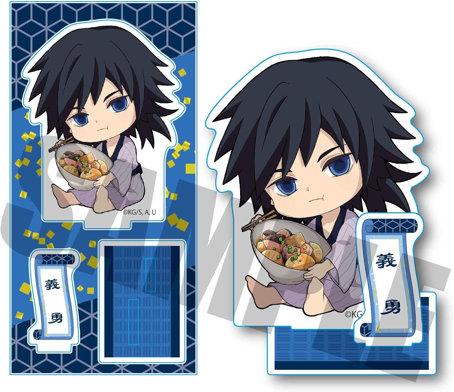 鬼滅の刃 スクエア缶バッジコレクション 冨岡義勇 キメツ学園 鮭大根 3