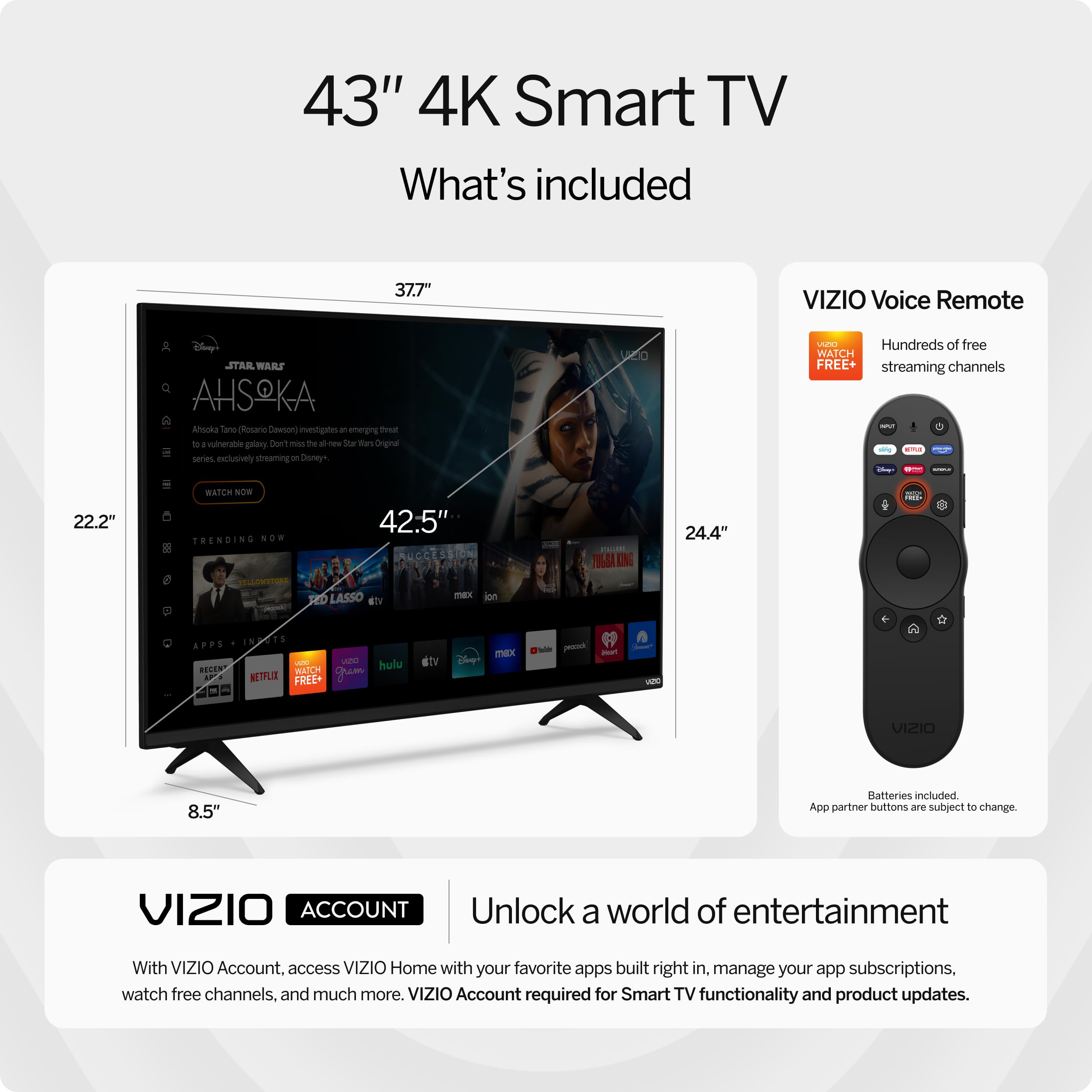 Amazon.com: VIZIO 43-inch 4K UHD LED Smart TV w/Dolby Vision HDR