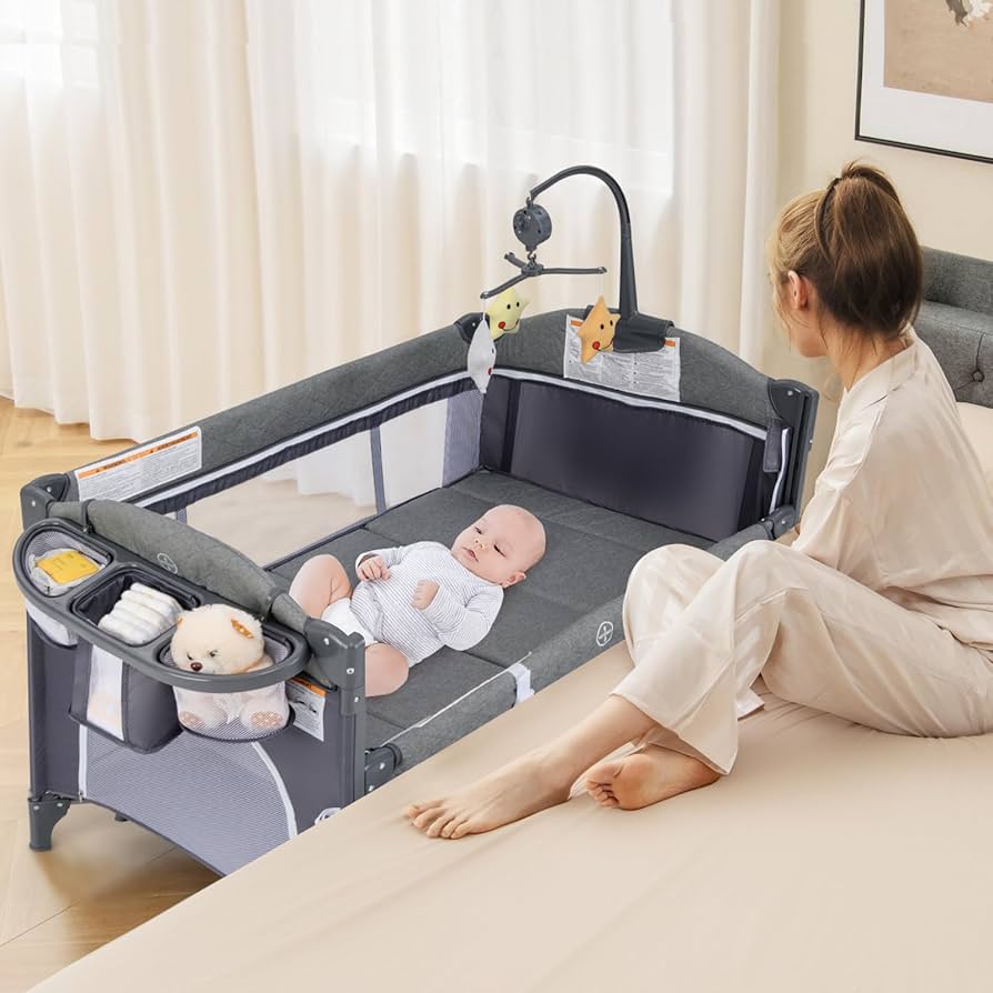 Amazon.com : INFANS Pack and Play, 5 in 1 Baby Bedside Sleeper