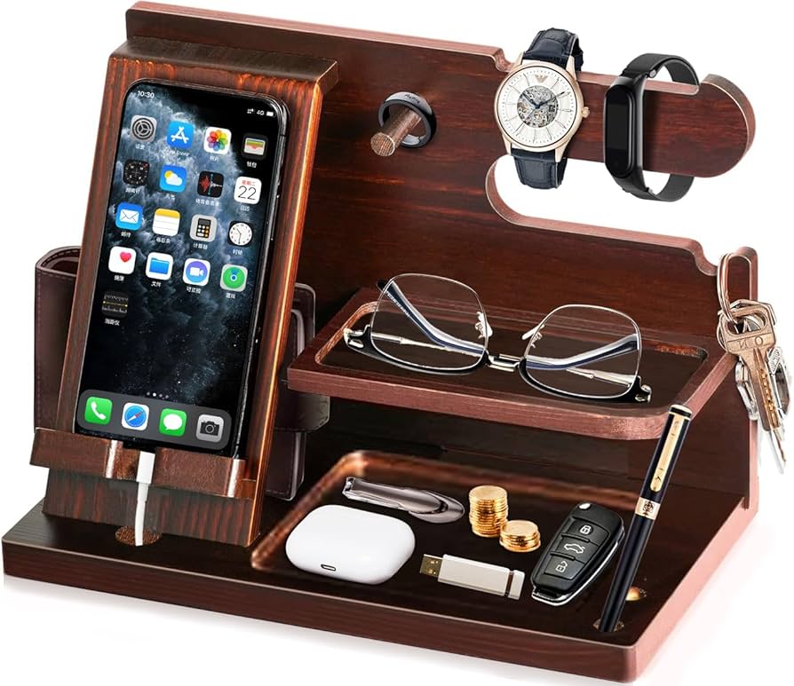 確認用品) 黒柿一体型ペン立てスマホスタンド 確認用品) 黒柿一体型