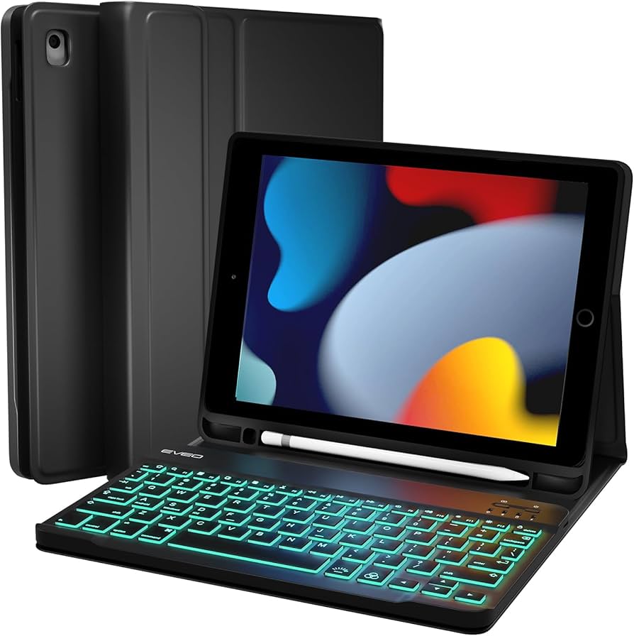 Amazon.com: EVEO iPad Case with Keyboard 10.2'' - iPad 9th