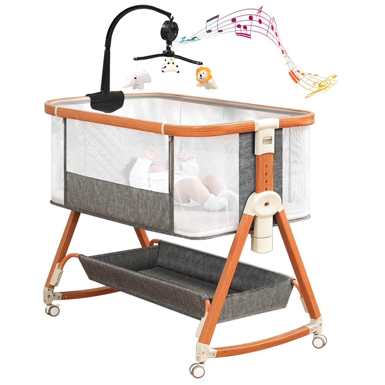 Amazon.co.jp: Youluzhen ベビーベッド 添い寝ベッド 木色 乳児用