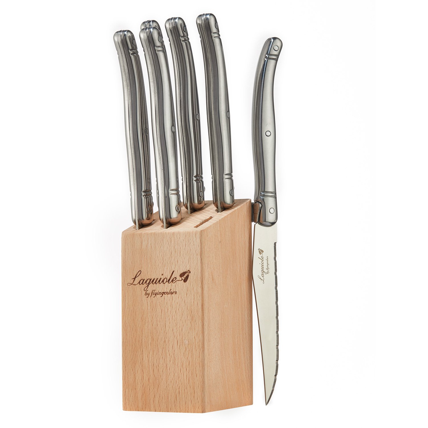 Amazon.com: Laguiole By FlyingColors Steak Knife Set. Wood Block