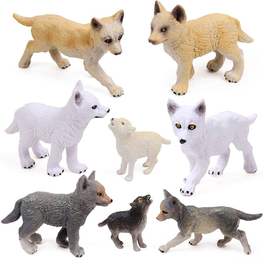 Amazon.com: RESTCLOUD 8Pcs Wolf Cub Toy Figure Set Baby Wolves