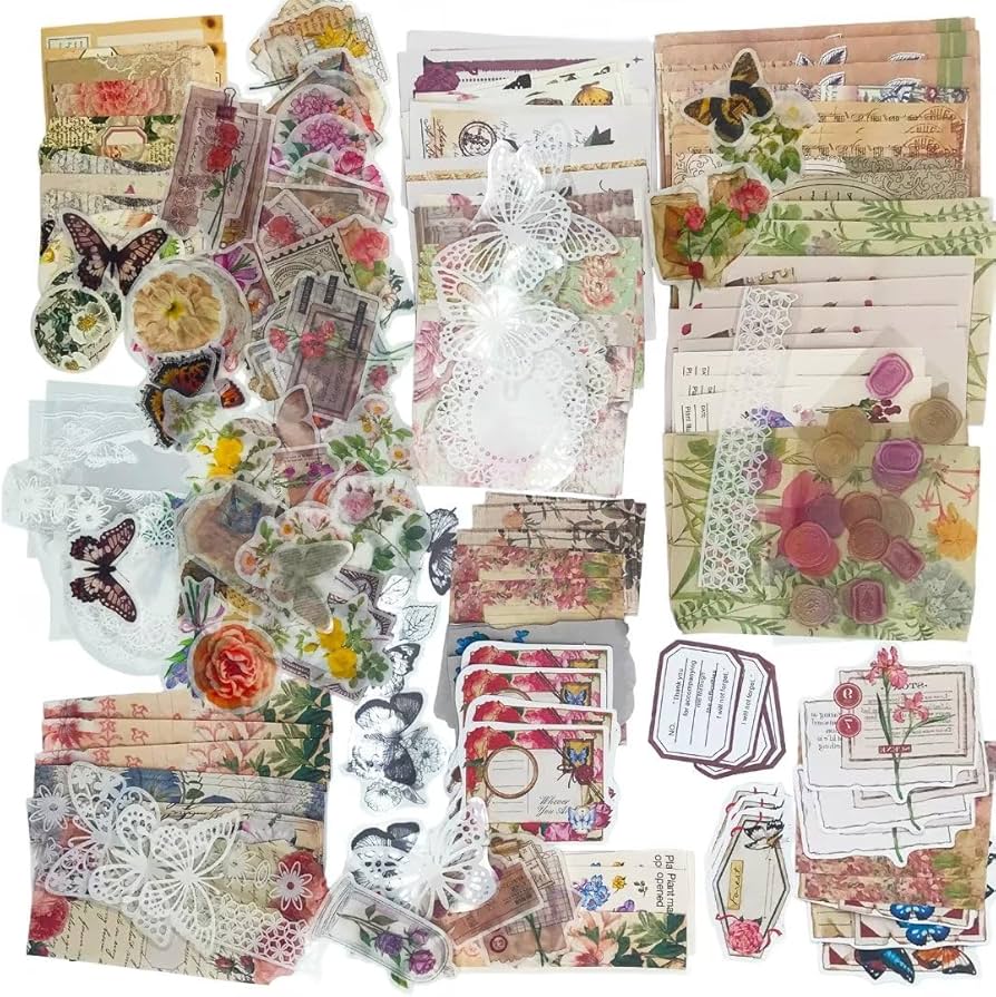 Amazon.co.jp: コラージュ 素材 シール 詰め合わせ 人気 GUAN フレーク