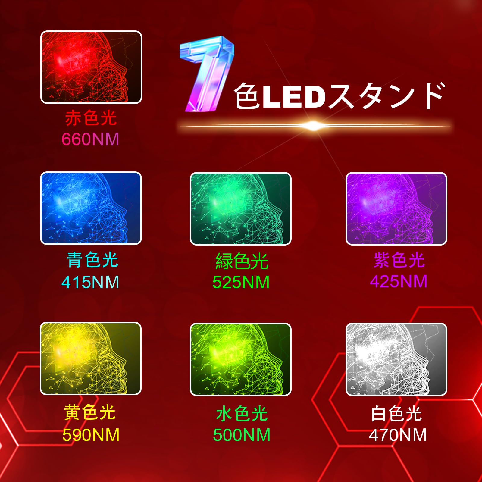 Amazon.co.jp: Creatrek 7色LEDスタンド 赤色LEDライト 顔、首、手用