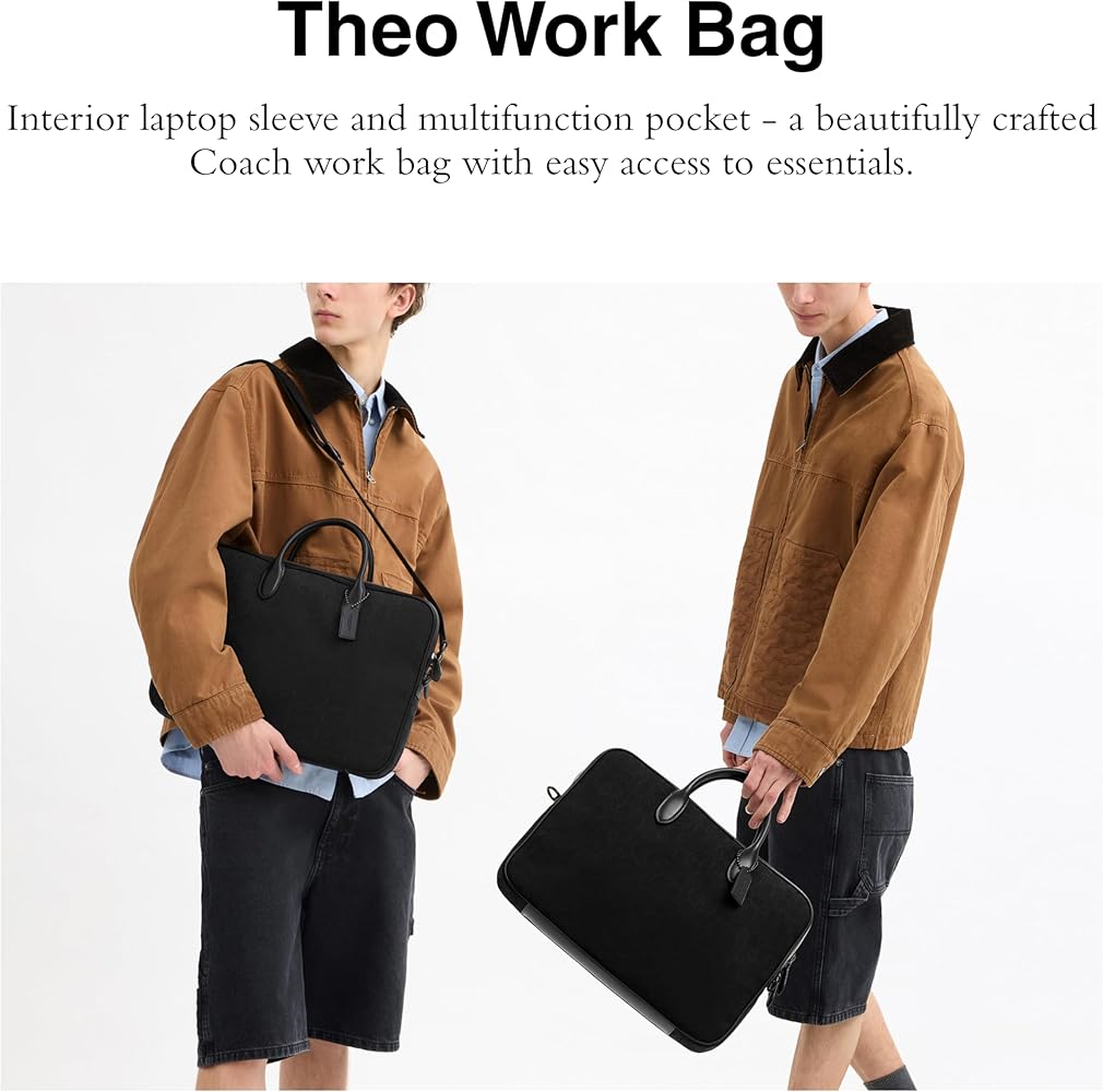 Amazon.com: COACH Theo Work Bag in Signature Jacquard, Black