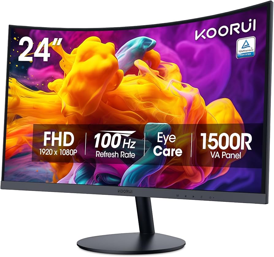 Amazon.com: KOORUI 24 inch Curved Monitor, Full HD 1080P Curved