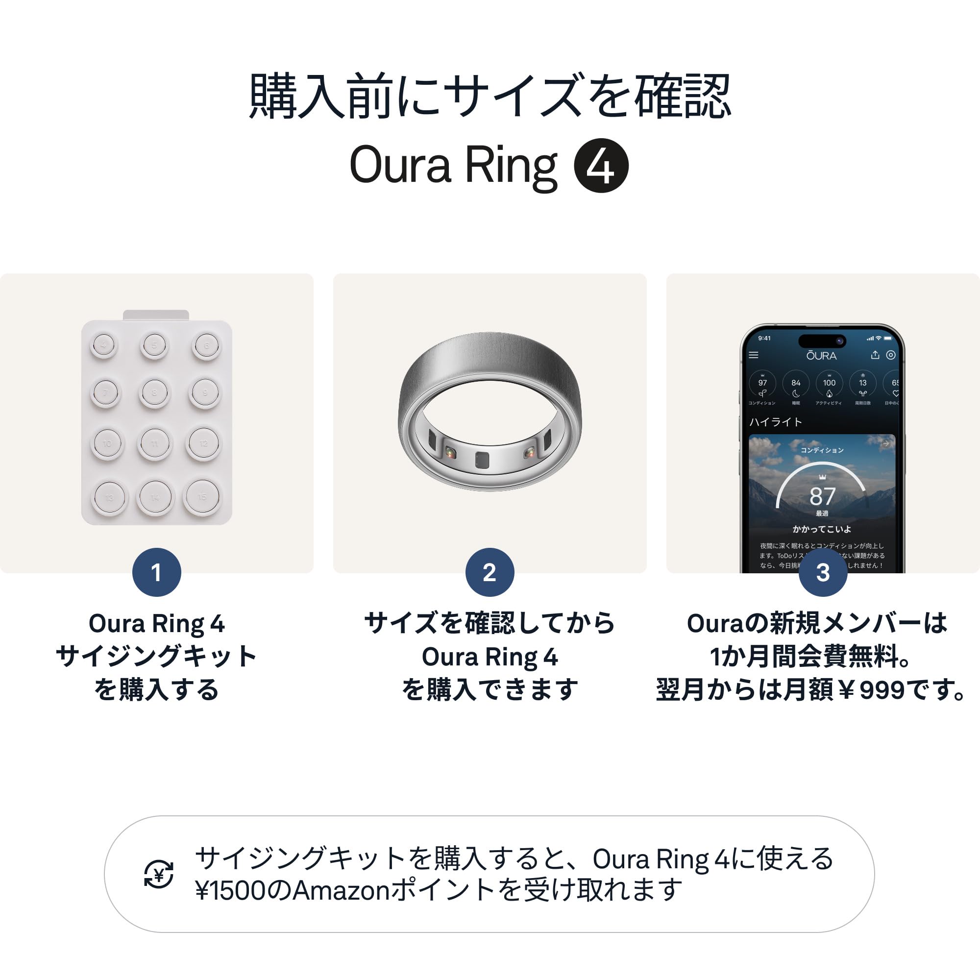 Amazon.co.jp: Oura Ring 第4世代 スマートリング – ブラッシュド