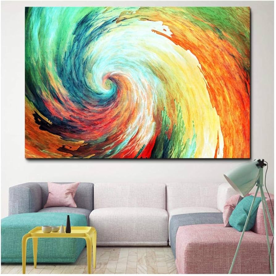 Amazon.co.jp: Xykshiyyキャンバス絵画現代抽象津波渦巻き壁アート