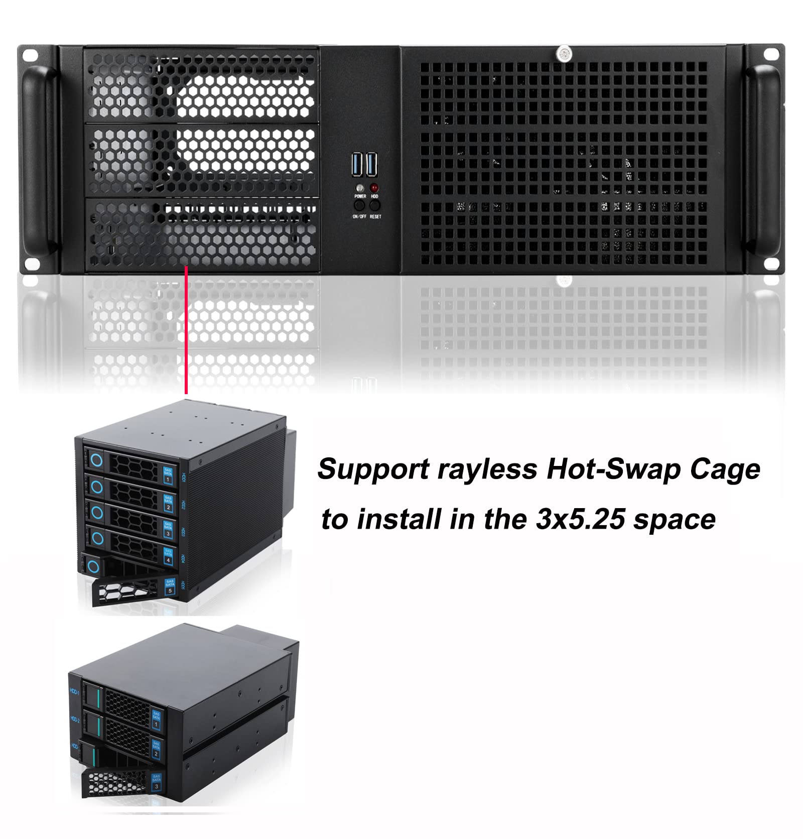 Amazon | RackChoice 3u ラックマウントサーバーシャーシ ATX/MATX 3x5