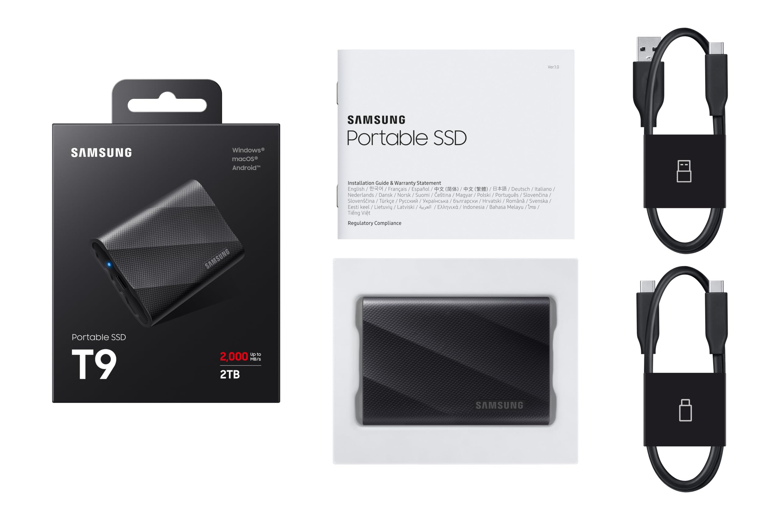 Amazon | Samsung T9 ポータブル SSD 2TB 最大2,000MB/秒 USB 3.2 Gen