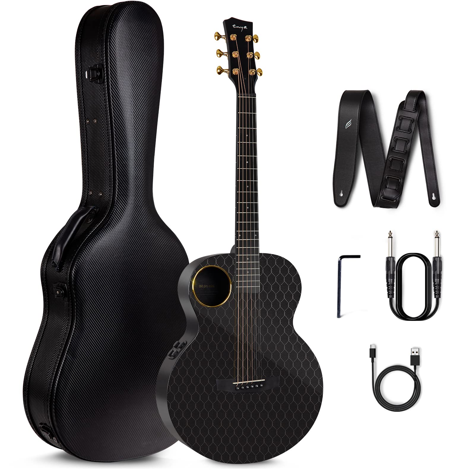 Enya Carbon Fiber Acoustic Electric Guitar X4 Pro Mini