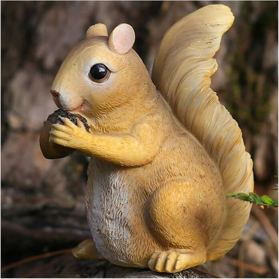 Amazon.co.jp: CFLNYC 樹脂のリスの庭の像、高さ5インチのどんぐりを