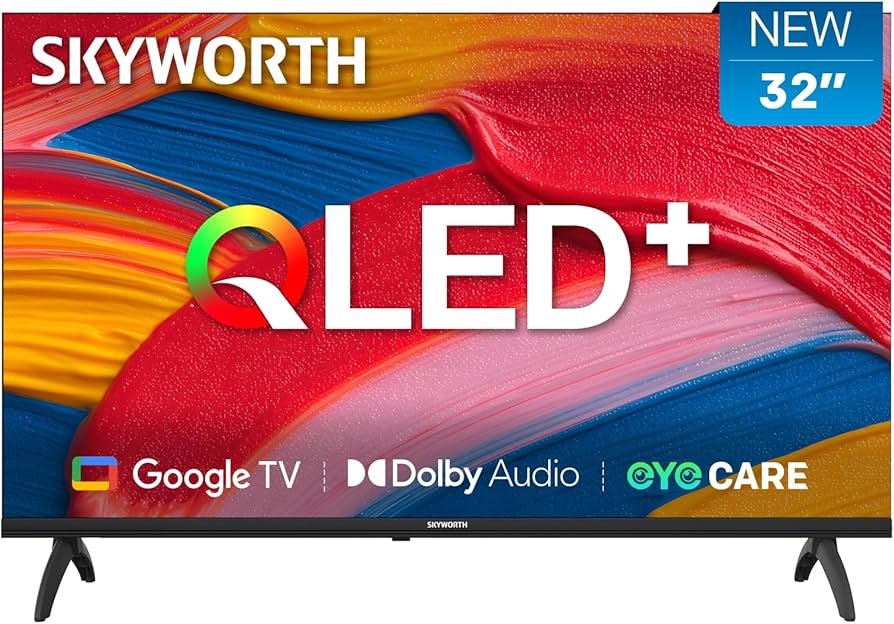 SKYWORTH 32 Inch QLED Smart TV, HD TV Compatible with Google TV