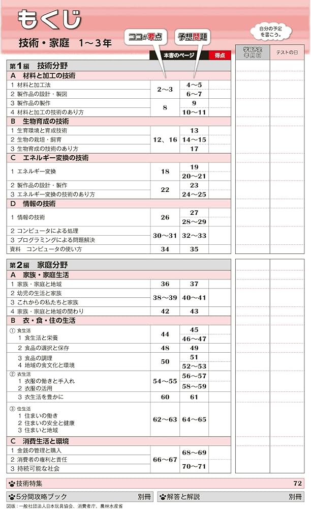 定期テストの攻略本 技術・家庭 1～3年 全教科書対応版 | 文理編集部