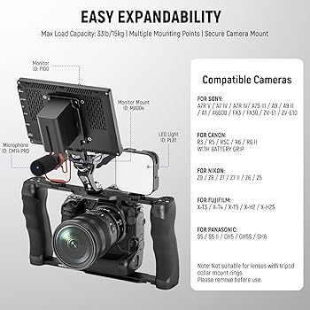 Amazon.co.jp: NEEWER 汎用型カメラケージ &トップハンドルセット 3/8