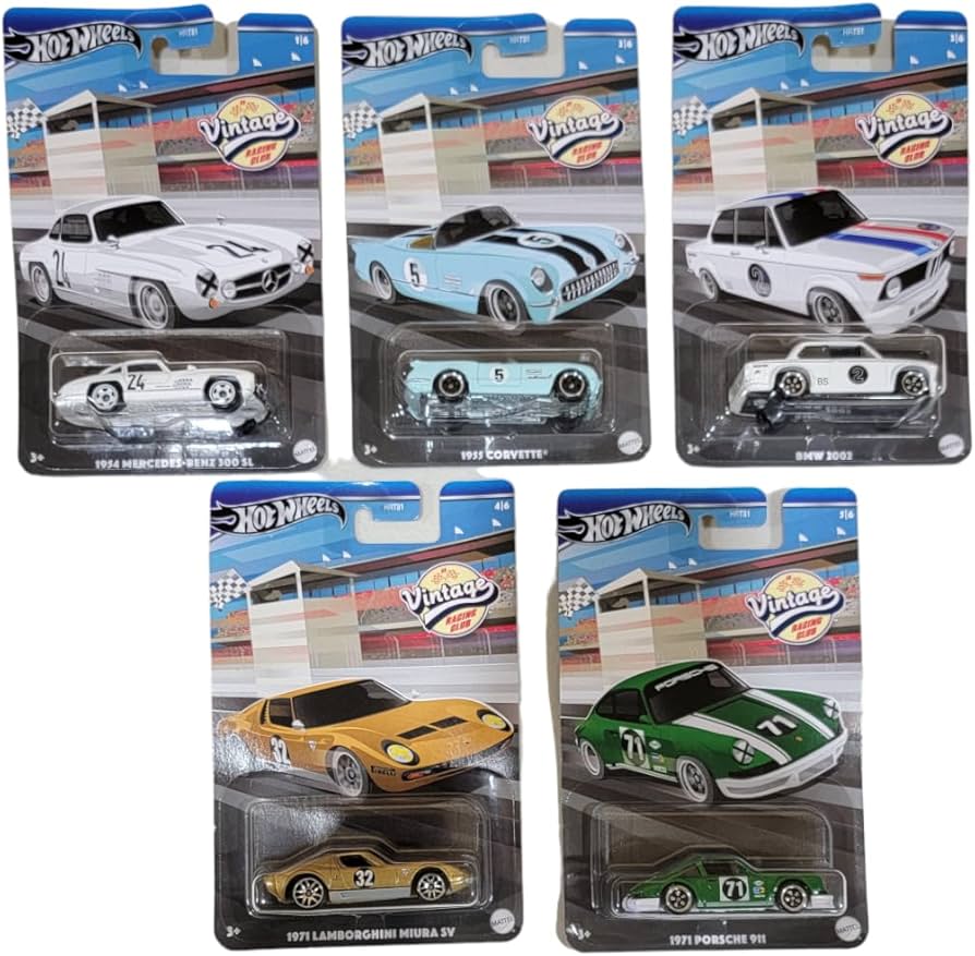 Amazon.com: Hot Wheels 2024 Vintage Racing Club Set of 5 Diecast